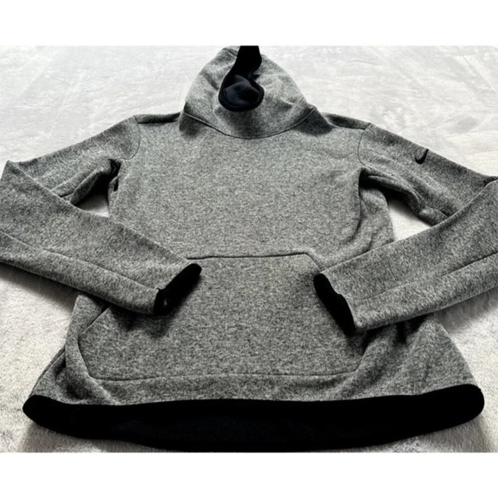Nike Hoodie Womens‎ Small Gray Dri Fit Pullover Sweatshirt Athletic Thumbholes
